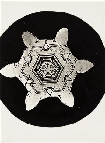 WILSON A. SNOWFLAKE BENTLEY (1865-1931) A group of 4 vintage snow crystals.